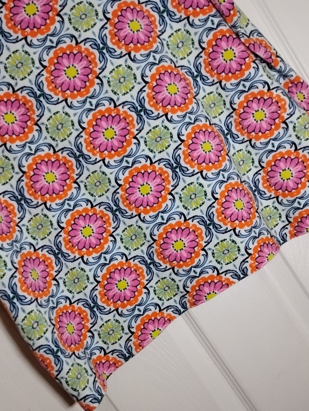 Talbots Bright Floral Medallion Tee in Pink, Coral Green Orange Blue Pink - Picture 5 of 7